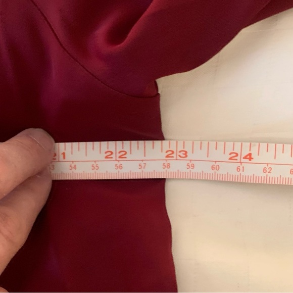 Women’s Red Blouse w/Ruffle Tie Collar & Elastic Smocked Long Sleeve; Size L - Picture 7 of 9